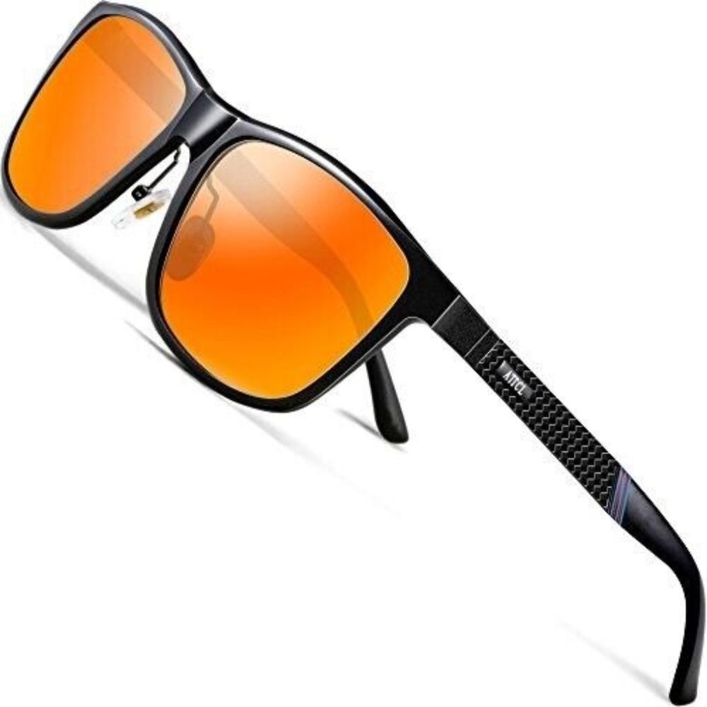 NWT Attcl Driving Ultra Light Square Thick Frame Sunglasses Red Black 115212
